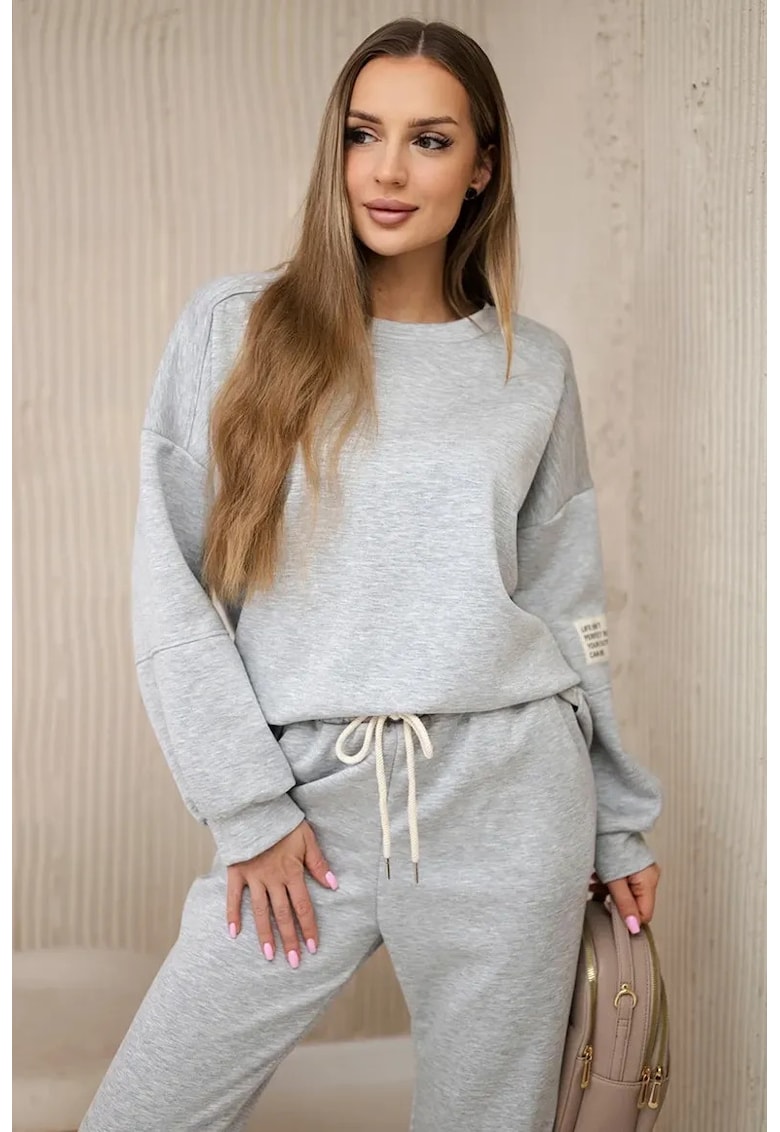 Set de bluza si pantaloni cu snur -