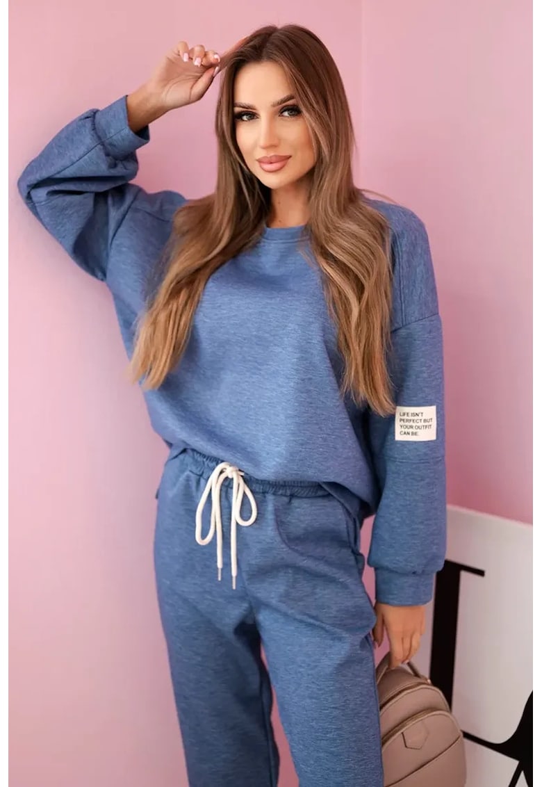 Set de bluza si pantaloni cu snur -