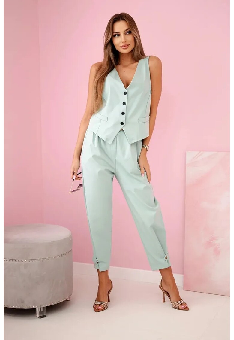 Set de vesta si pantaloni cu pense - Set de vesta si pantaloni cu pense -