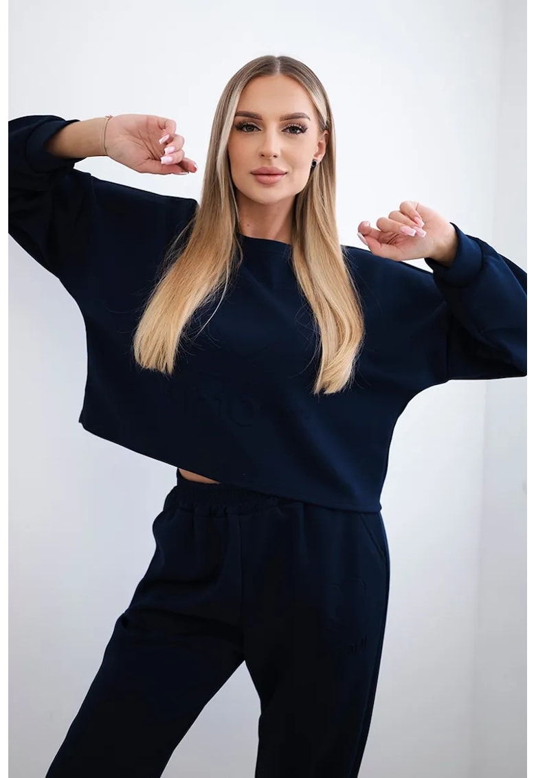 Set de bluzon cu maneci cazute si pantaloni sport -