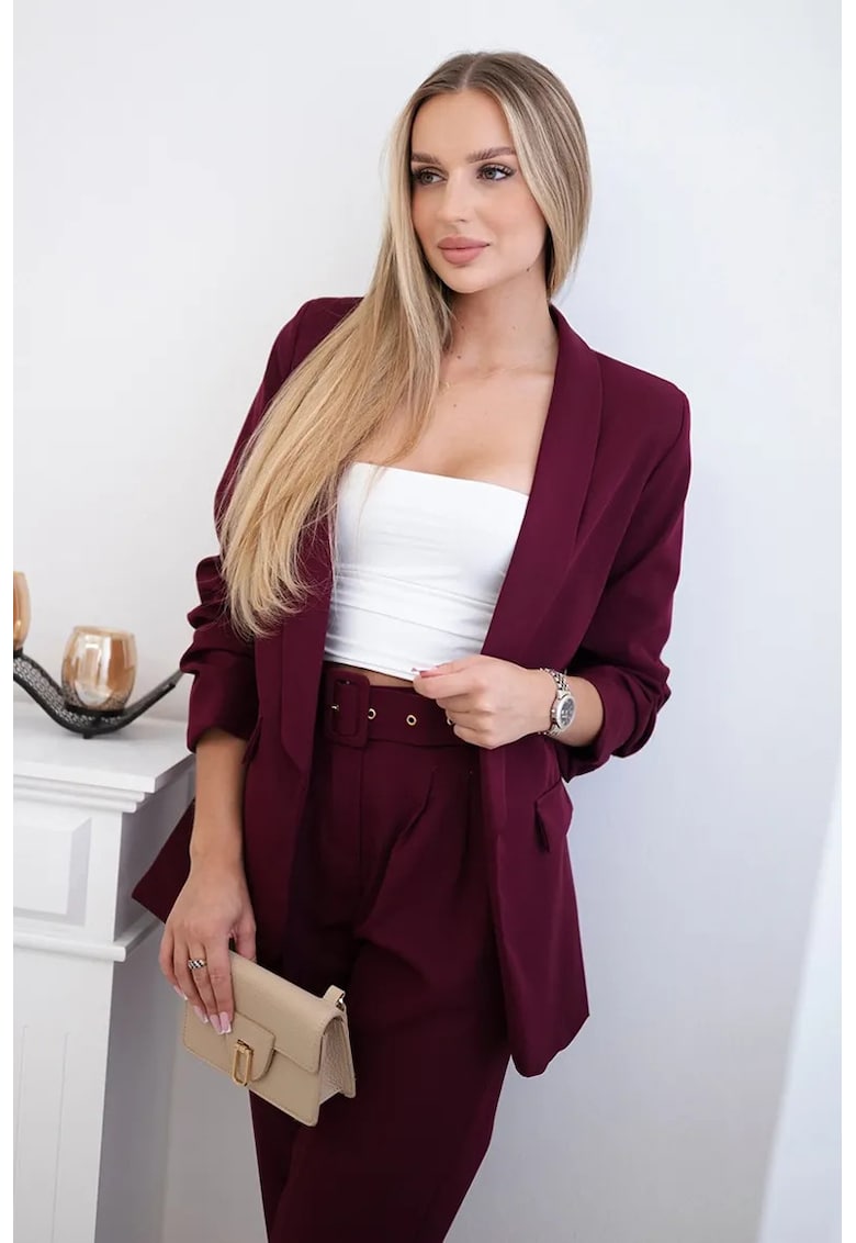 Set de sacou si pantaloni cu croiala dreapta -