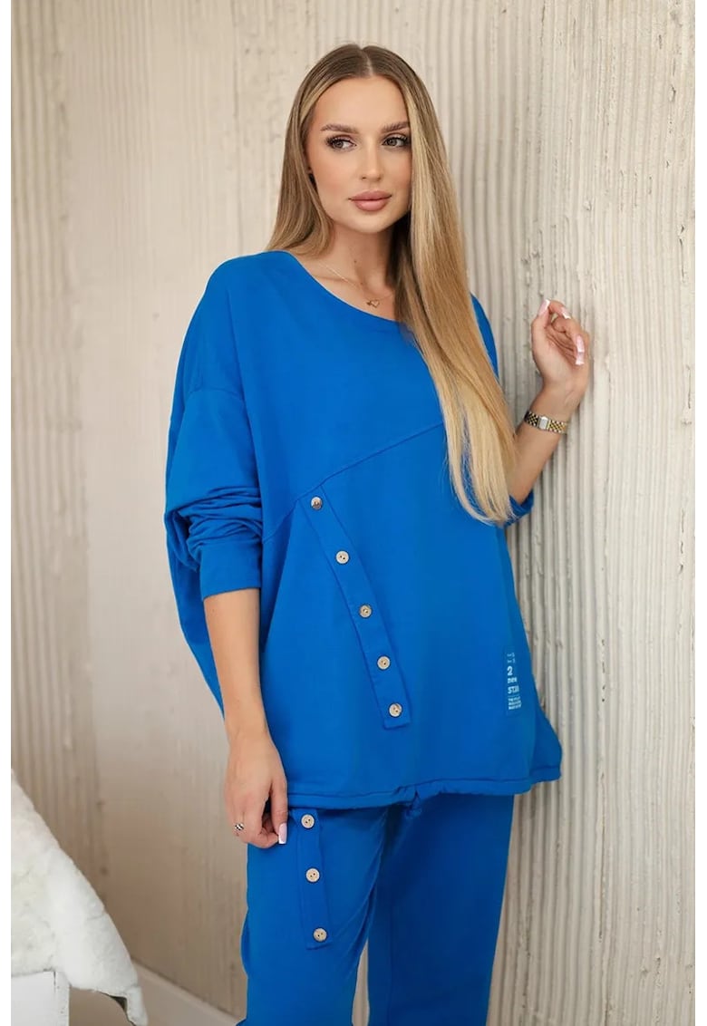 Set de bluza supradimensionata de bumbac si pantaloni -