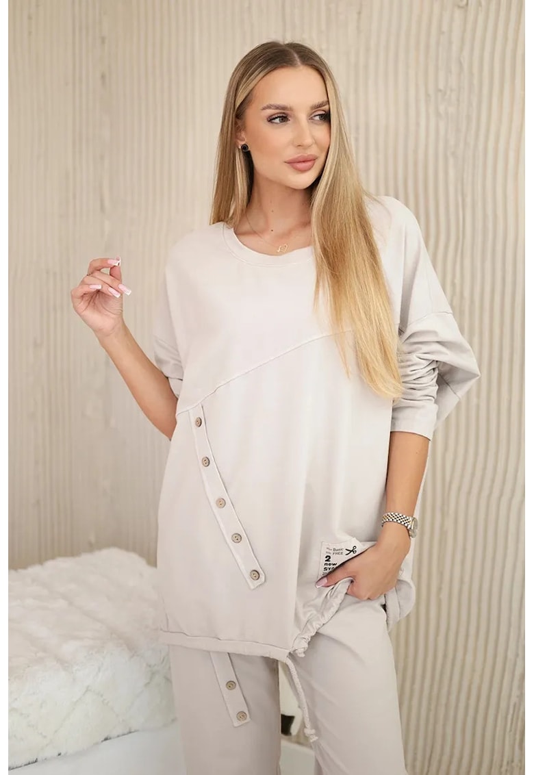 Set de bluza supradimensionata de bumbac si pantaloni -