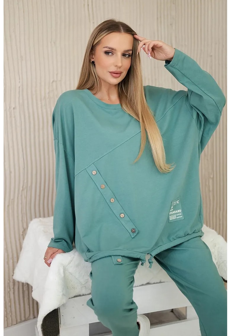 Set de bluza supradimensionata de bumbac si pantaloni -