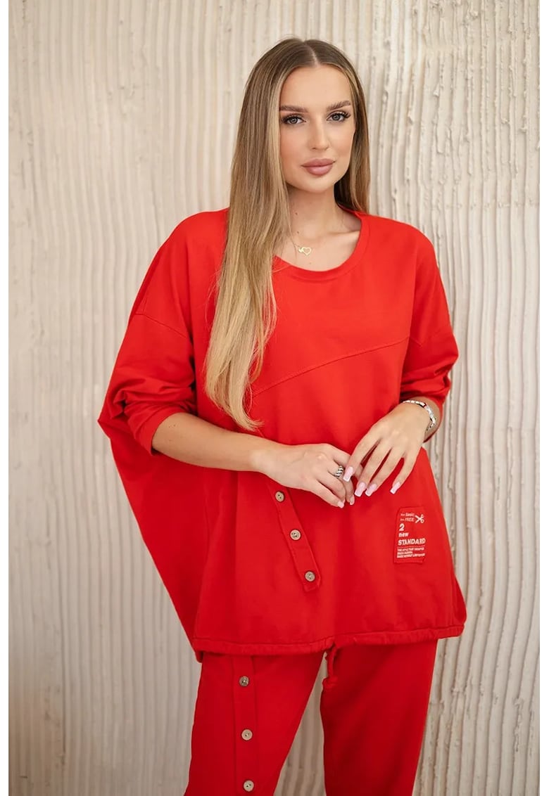 Set de bluza supradimensionata de bumbac si pantaloni -