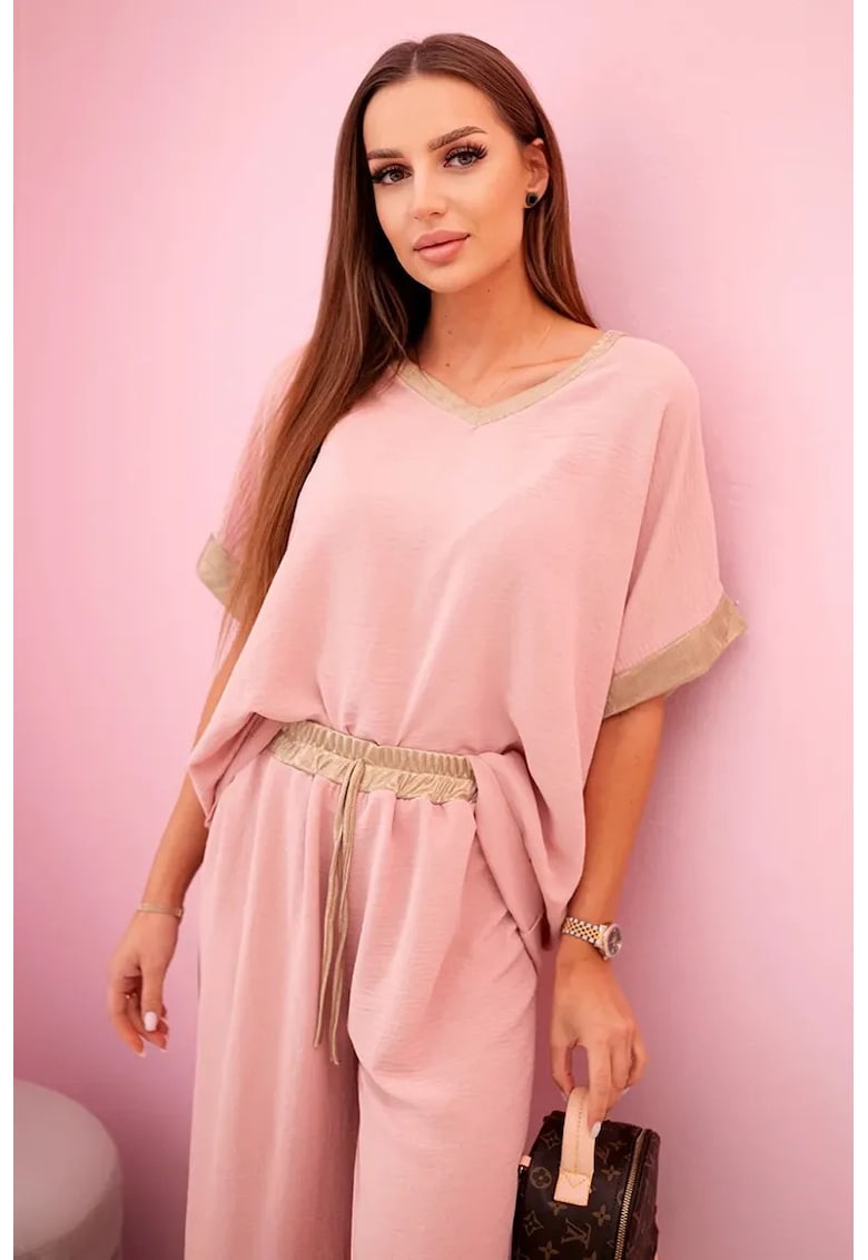 Set de tricou lejer si pantaloni cu snur -