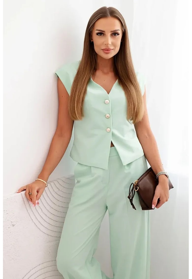 Set de vesta si pantaloni cu croiala ampla - Set de vesta si pantaloni cu croiala ampla -