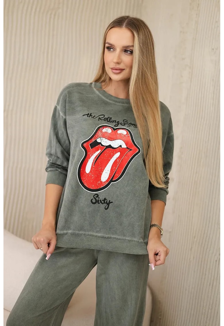 Set de bluza de trening cu imprimeu si pantaloni - Set de bluza de trening cu imprimeu si pantaloni -