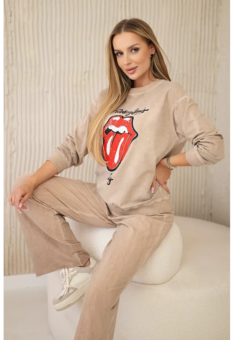 Set de bluza de trening cu imprimeu si pantaloni -