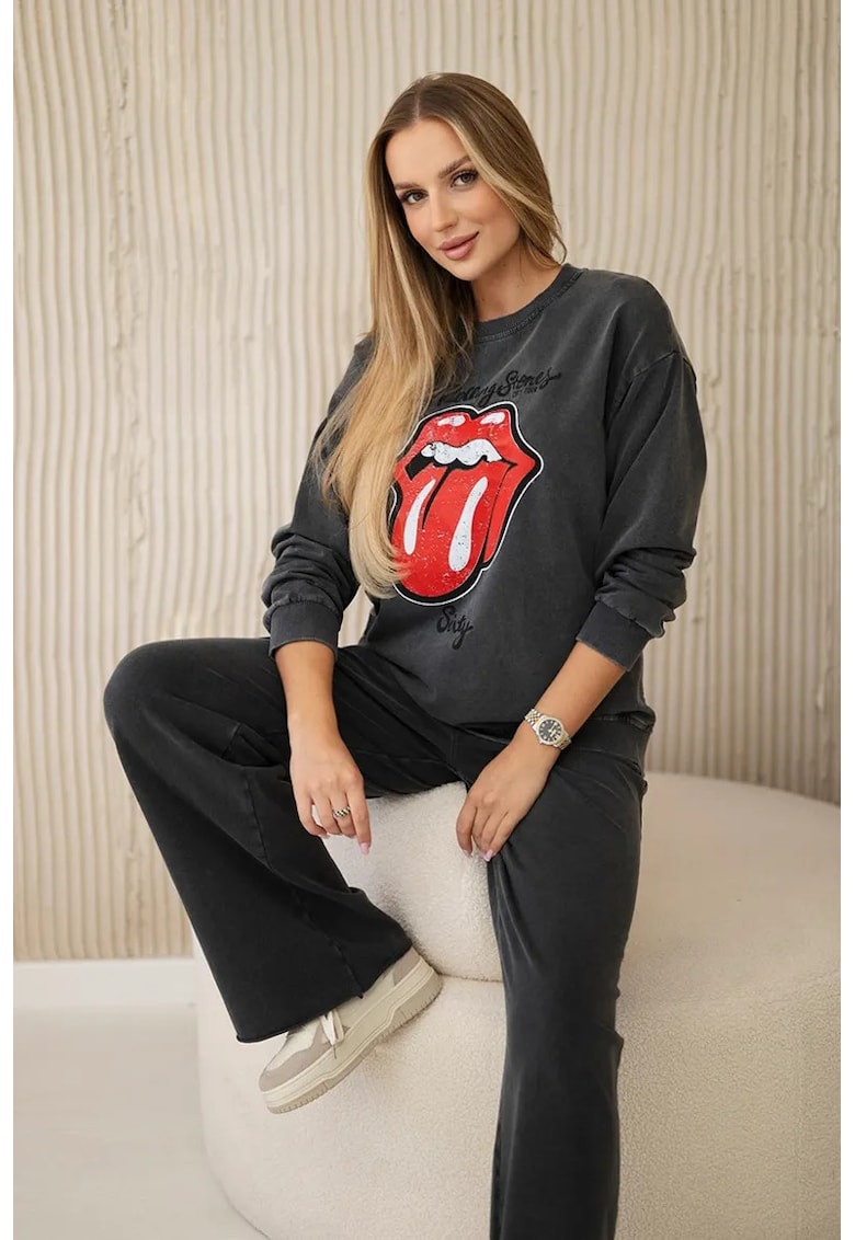 Set de bluza de trening cu imprimeu si pantaloni - Set de bluza de trening cu imprimeu si pantaloni -