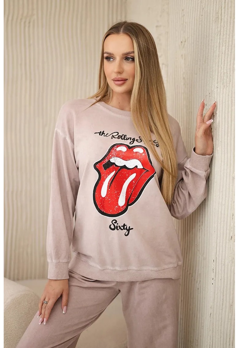 Set de bluza de trening cu imprimeu si pantaloni - Set de bluza de trening cu imprimeu si pantaloni -