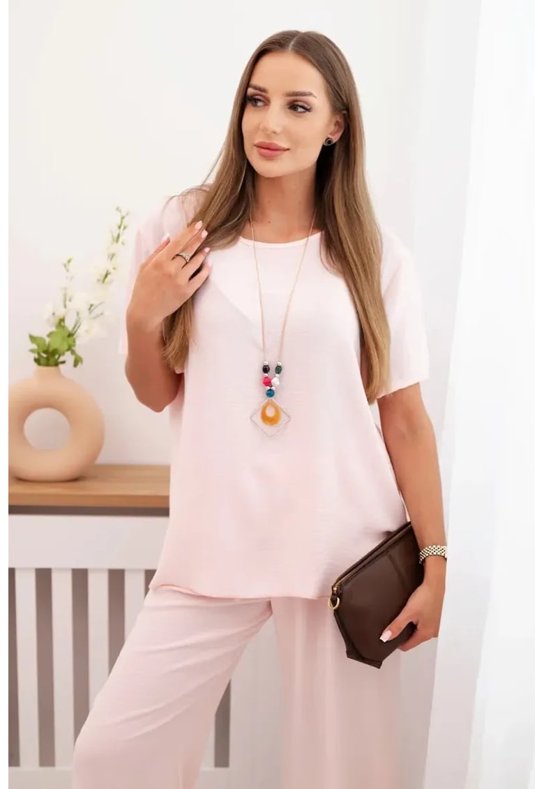 Set de bluza lejera si pantaloni ampli -