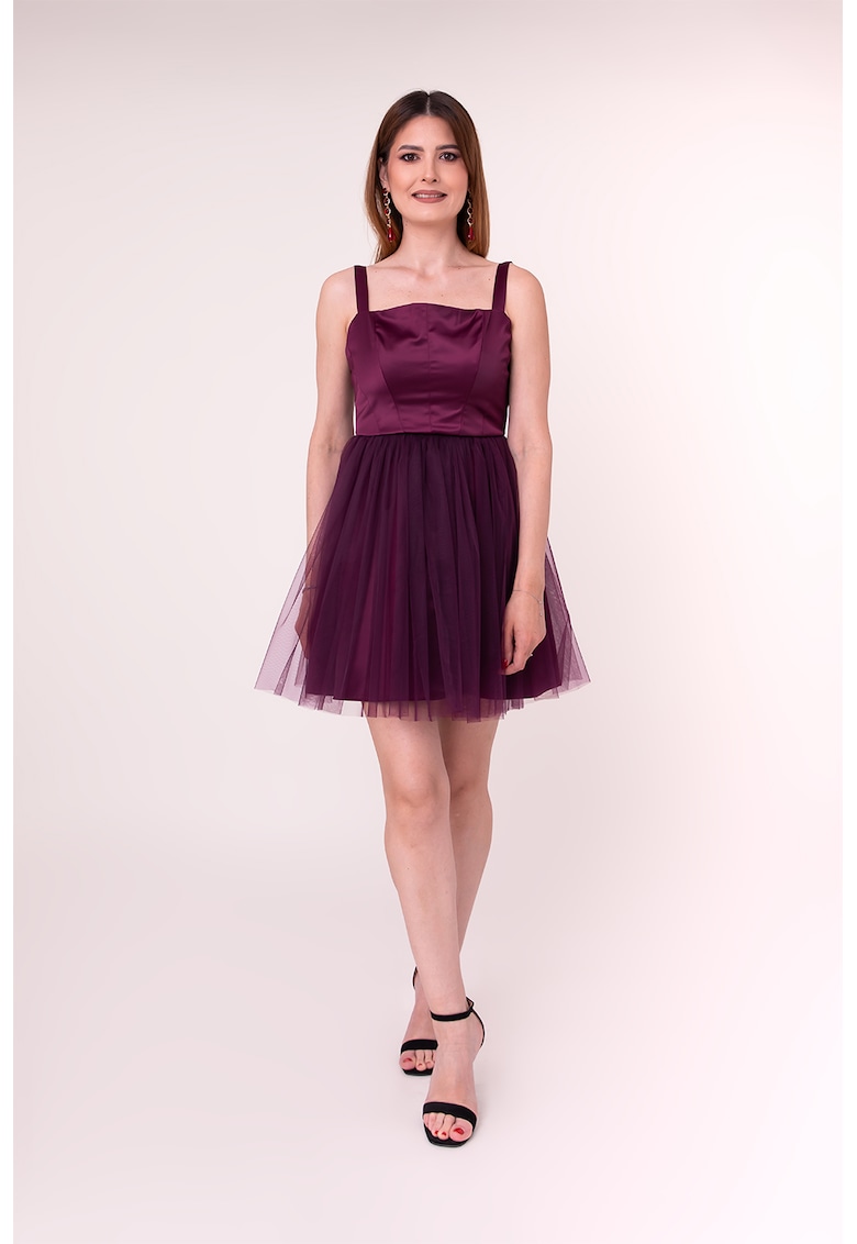Rochie scurta evazata Dark Orchid - Visiniu