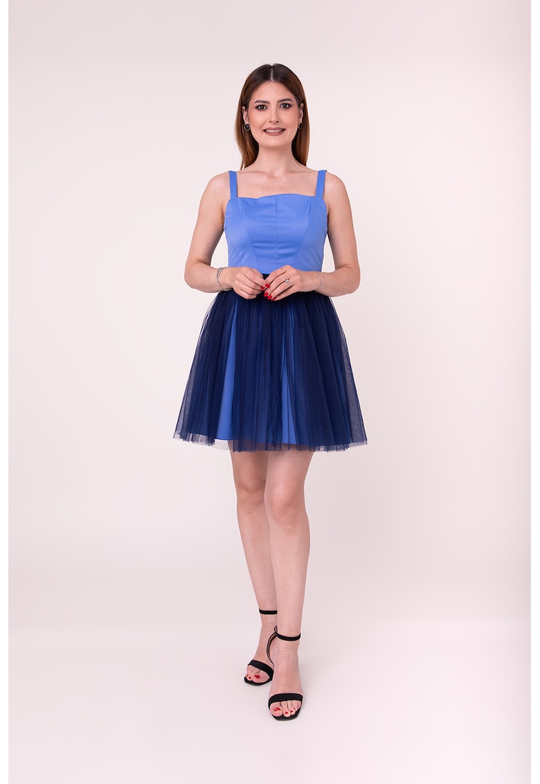 Rochie scurta evazata Dark Orchid - Albastru/Bleumarin