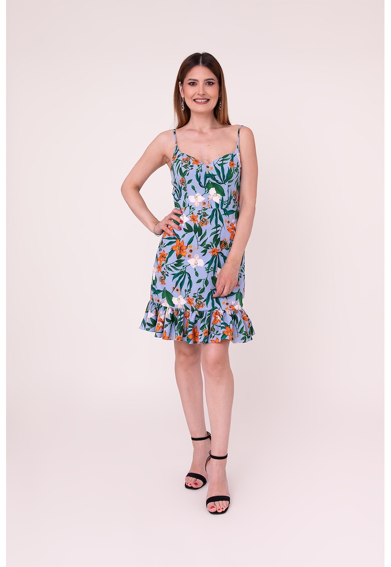 Rochie cu detaliu volane si model floral Forever Yours