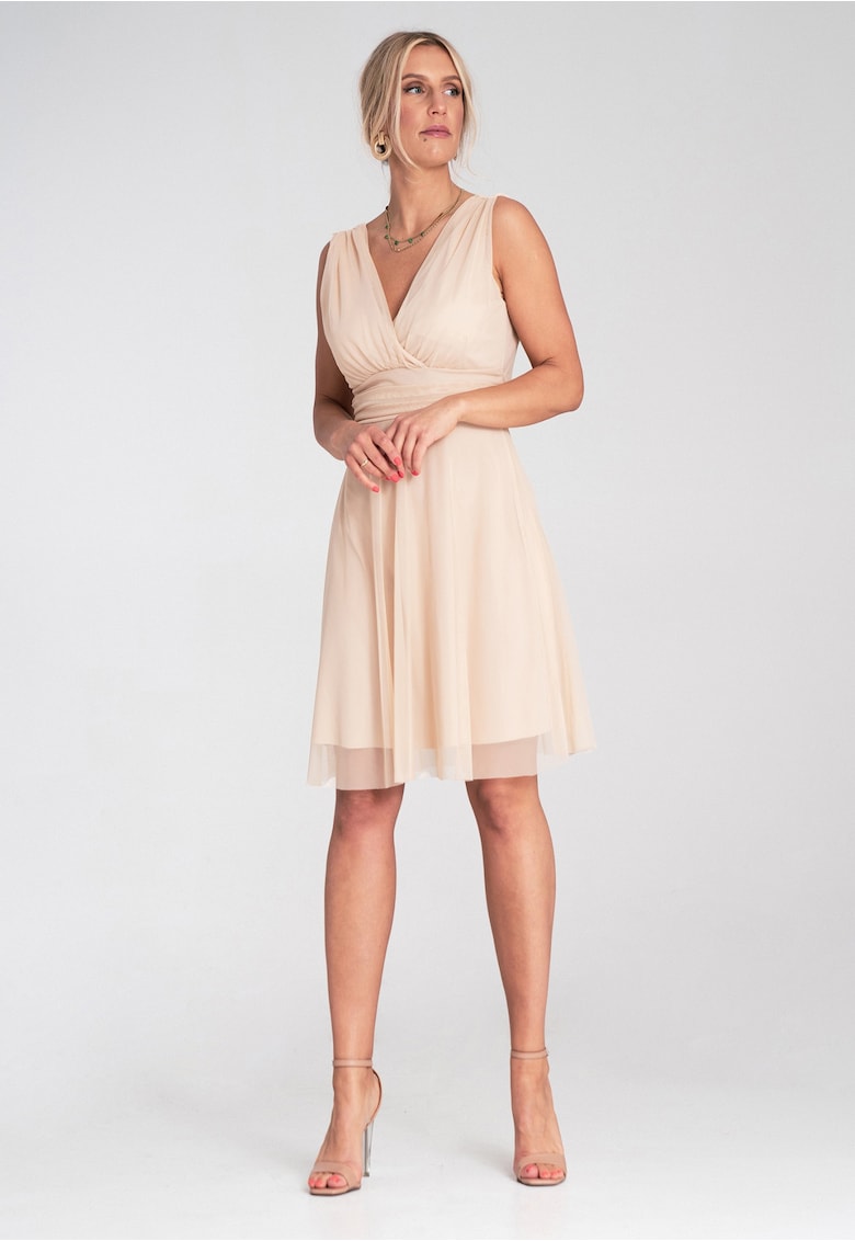 Rochie de cocktail eleganta - din plasa - bej -