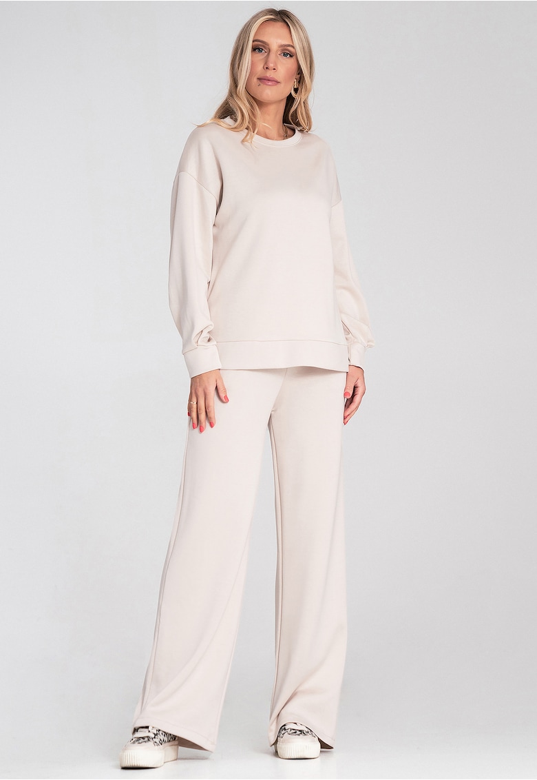 Set trening bej - confortabil - croiala supradimensionata - material elastic