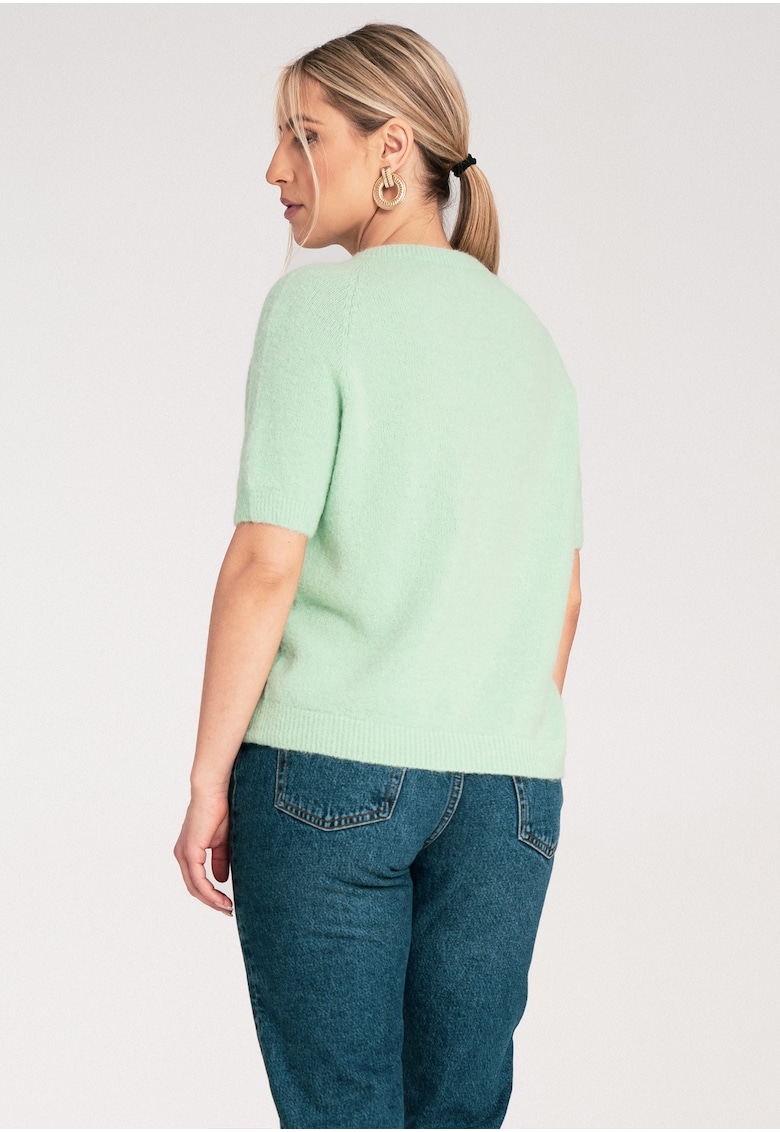 Pulover dama - verde menta - maneca scurta - tricot -