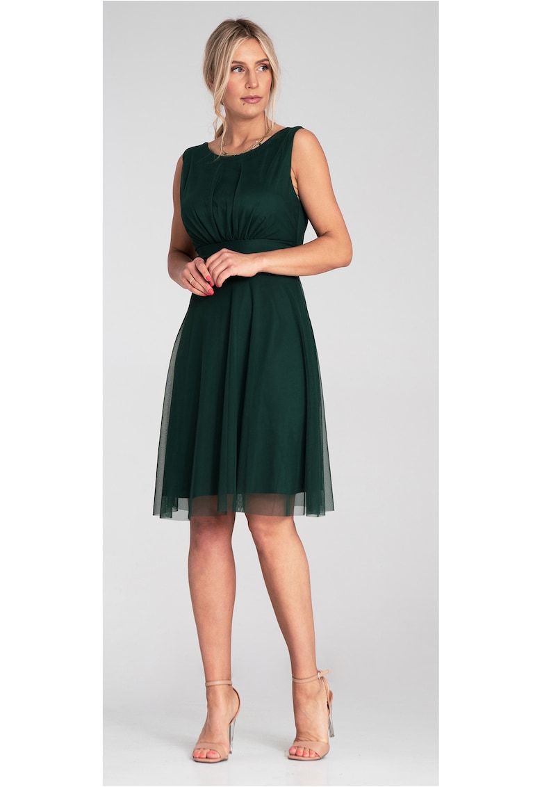 Rochie eleganta - decolteu la spate - din plasa - verde -