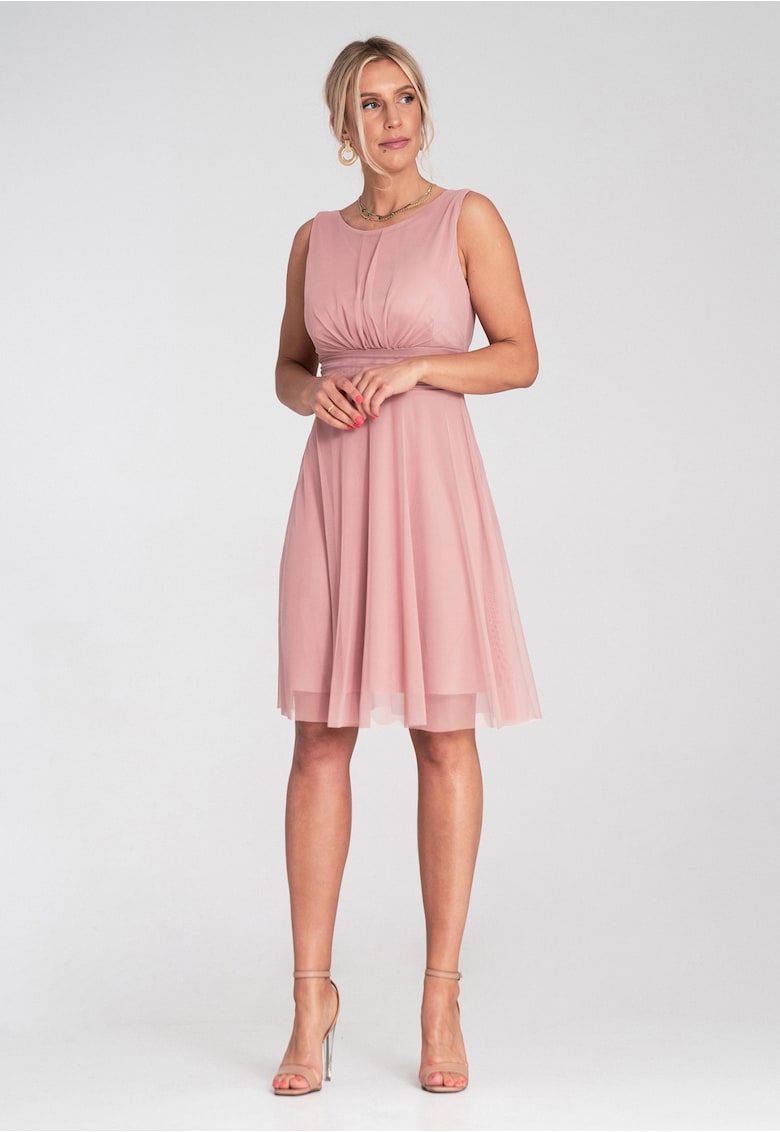 Rochie eleganta - decolteu la spate - din plasa - roz -