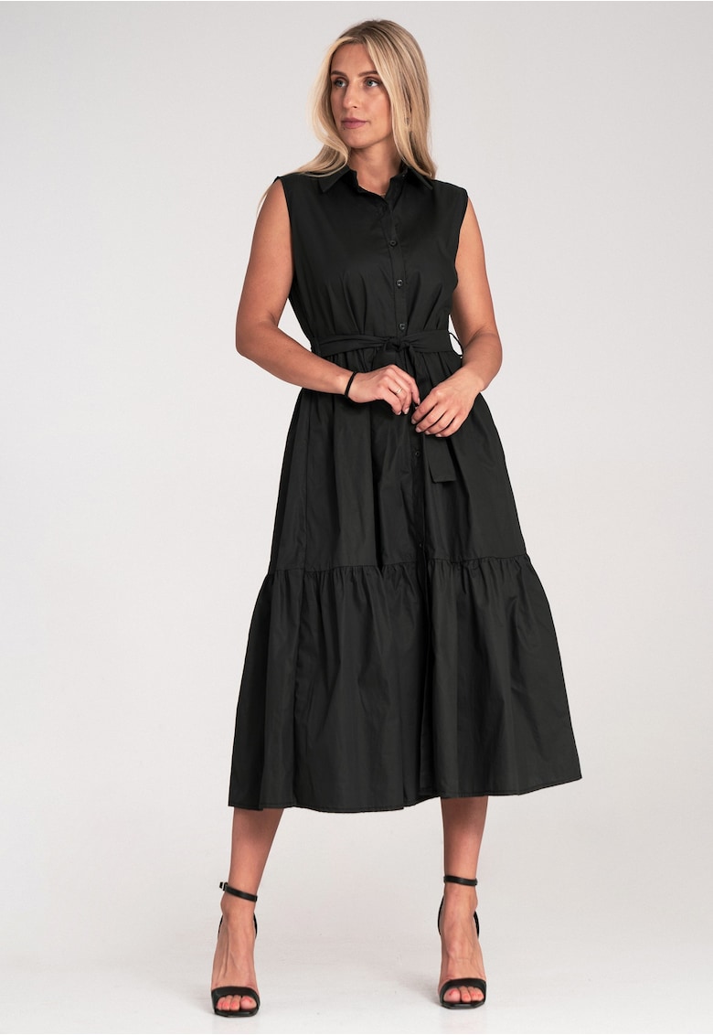 Rochie lunga eleganta - fara maneci - neagra - pentru vara -
