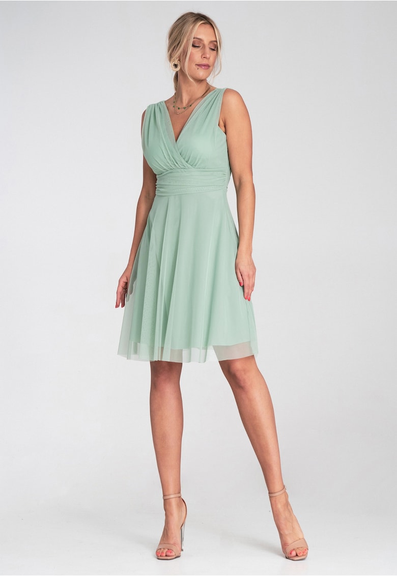 Rochie de cocktail eleganta - din plasa - menta -