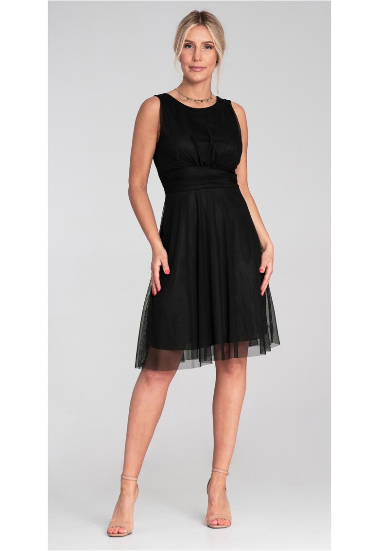 Rochie eleganta - decolteu la spate - din plasa - neagra -