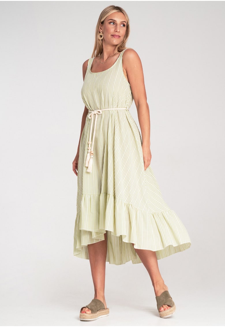 Rochie de vara - cu dungi - bretele subtiri - verde - material usor -