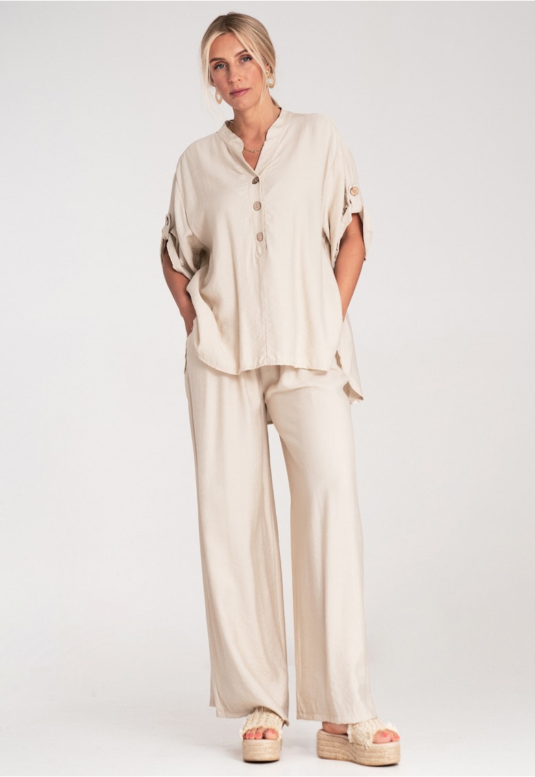 Compleu dama bluza si pantaloni - bej - doua piese -