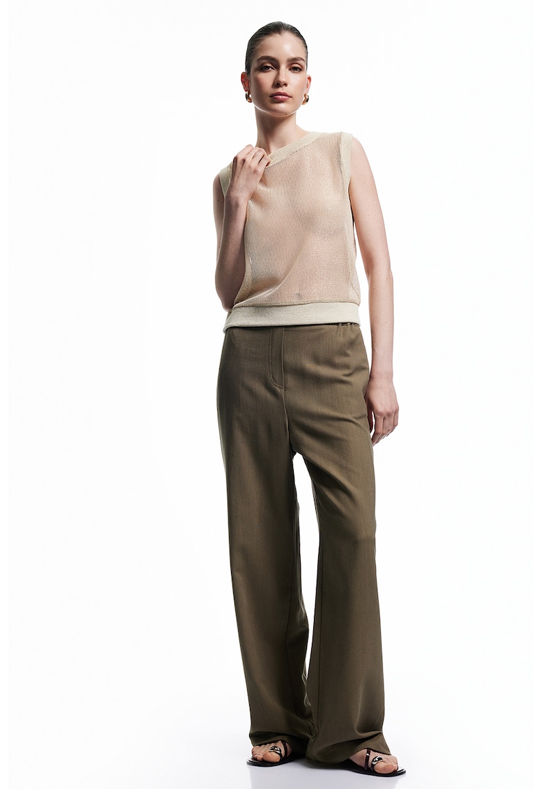 Pantaloni cu talie inalta - Kaki