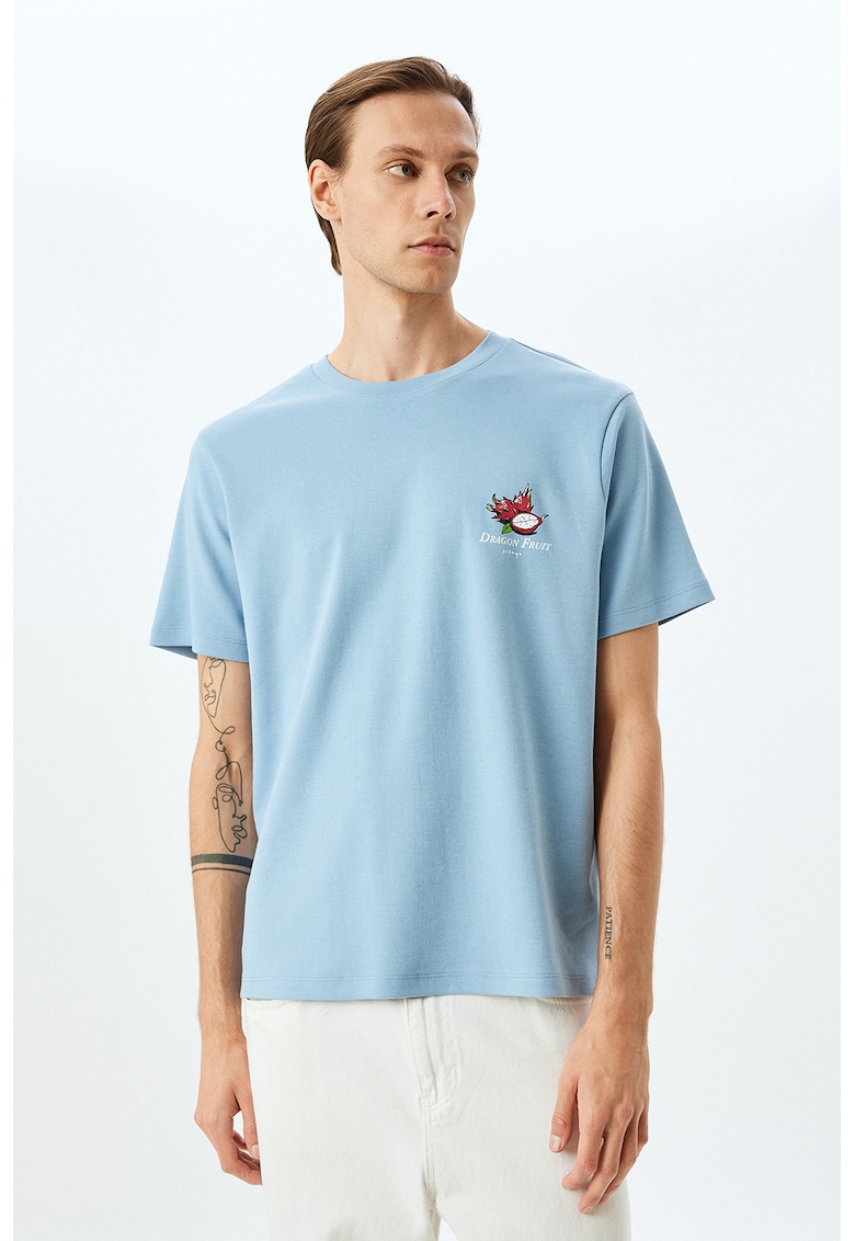 Tricou cu detaliu grafic - Albastru deschis