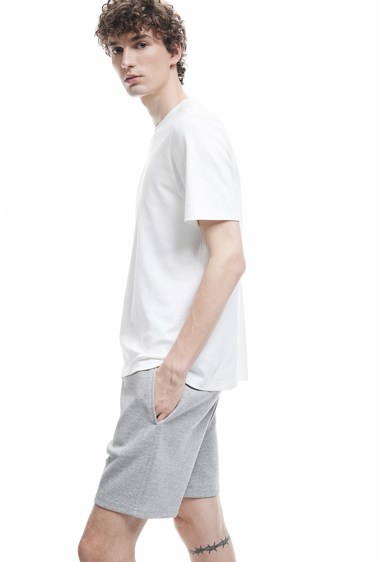 Pantaloni scurti cu buzunare laterale - Gri melange