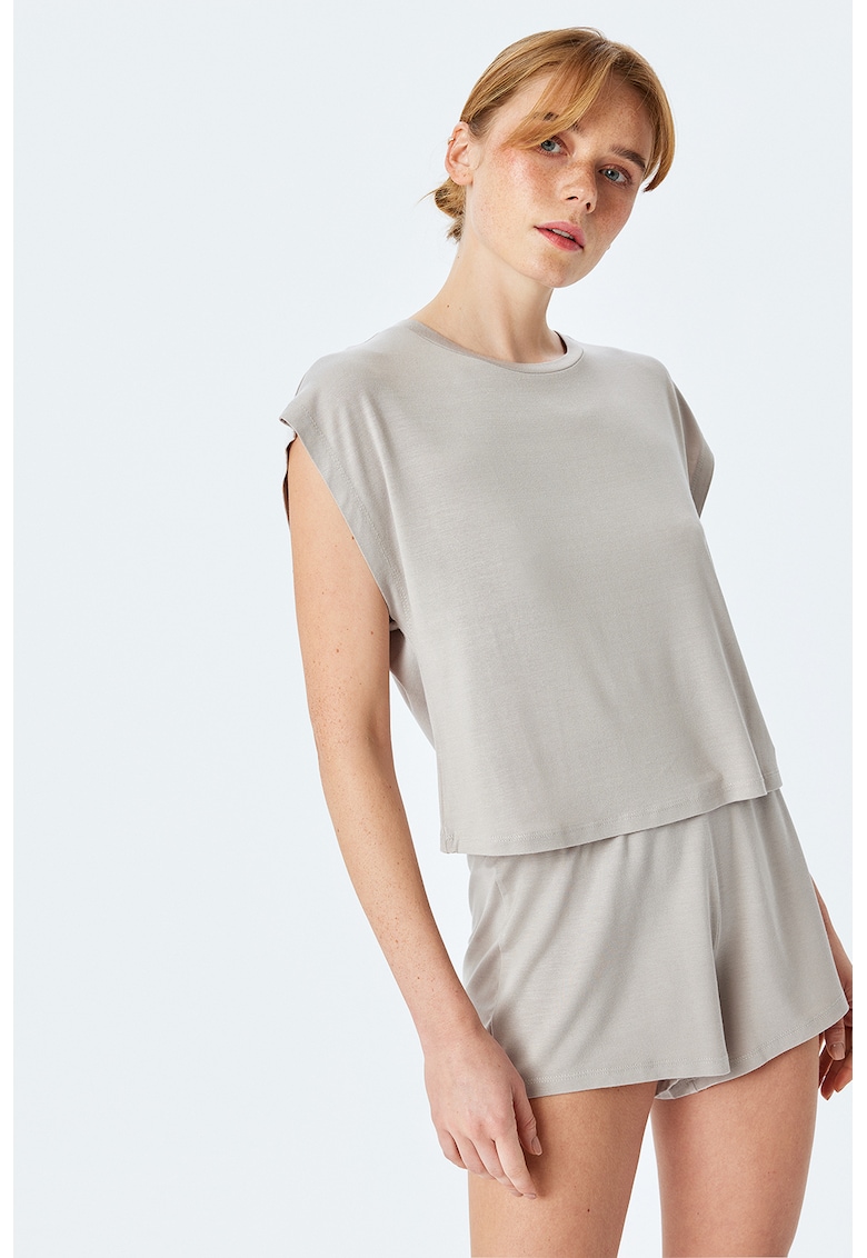Tricou de pijama lejer din amestec de modal cu model uni
