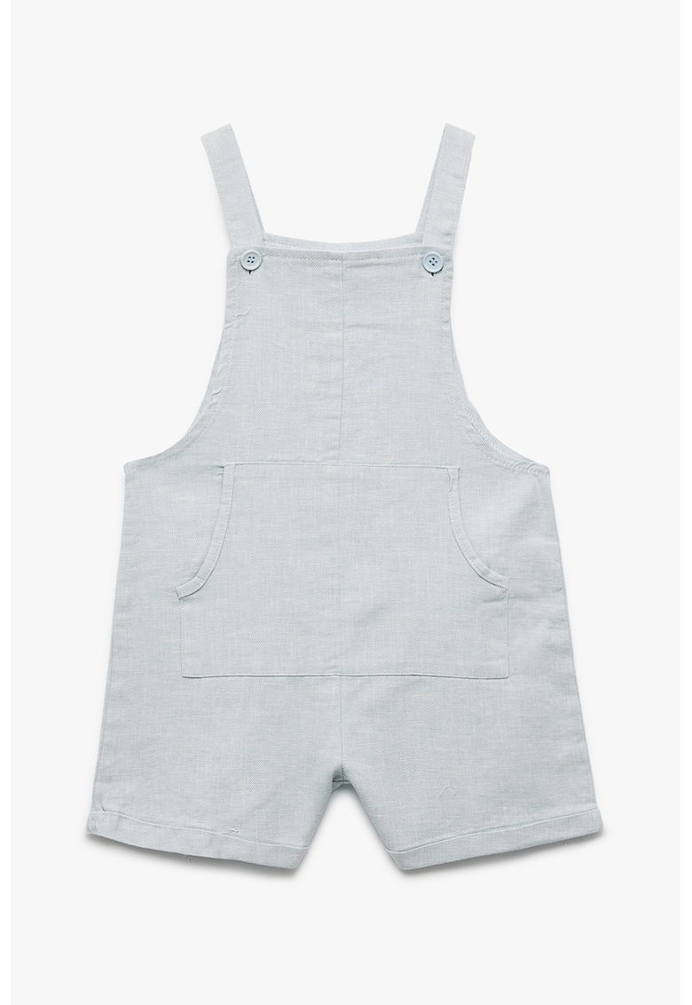 Salopeta scurta din amestec de in cu buzunar kangaroo