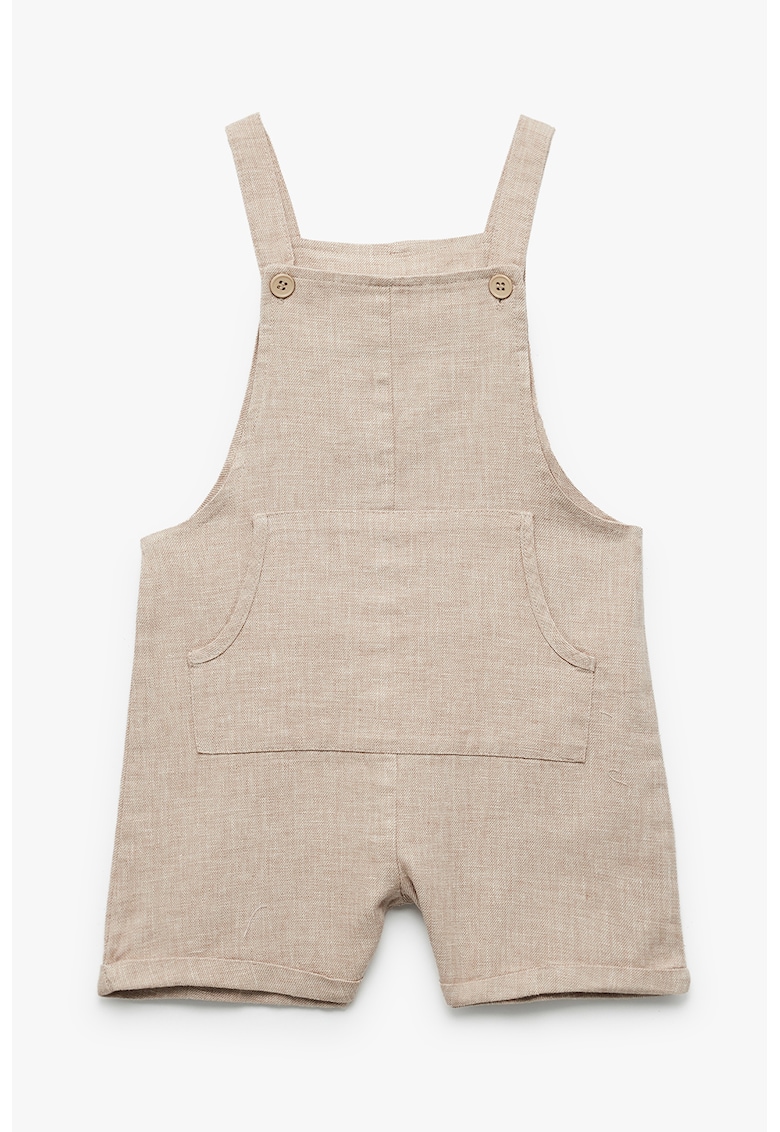 Salopeta scurta din amestec de in cu buzunar kangaroo