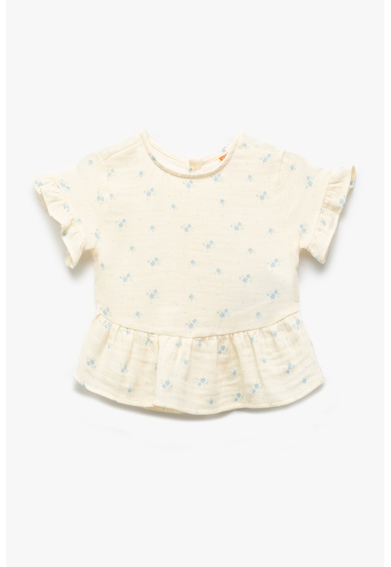 Bluza din bumbac cu detalii cu volane si model floral