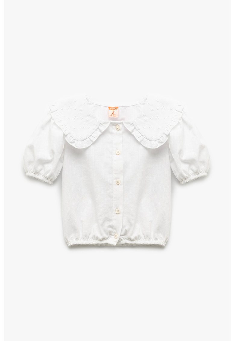 Camas din bumbac cu maneci bufante si guler Peter Pan