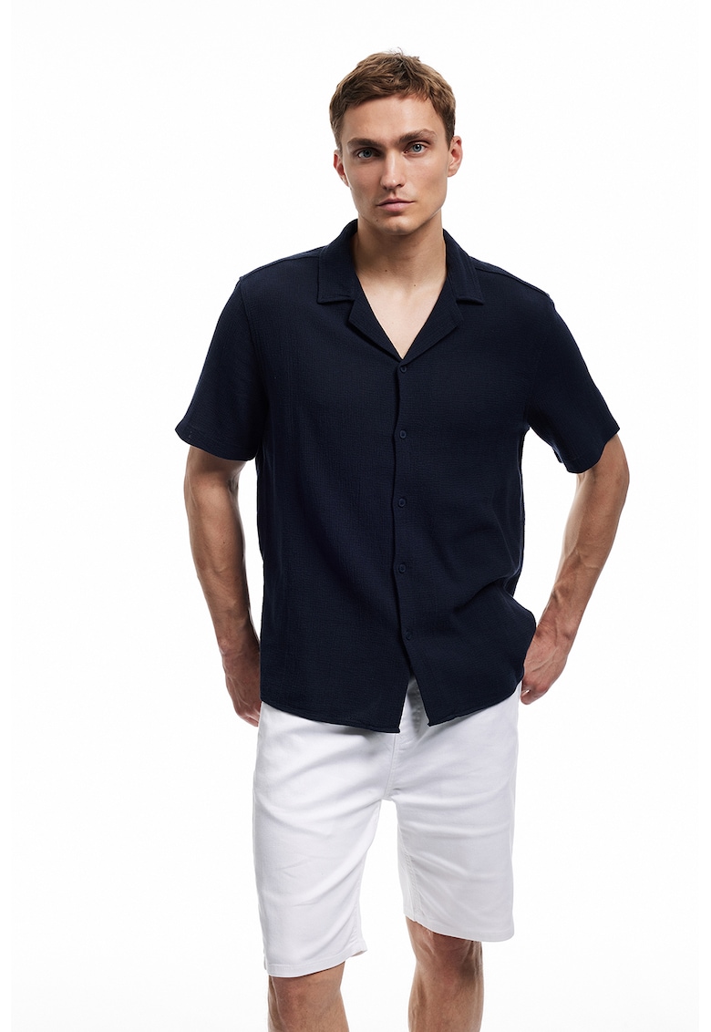 Camasa relaxed fit de bumbac - Negru