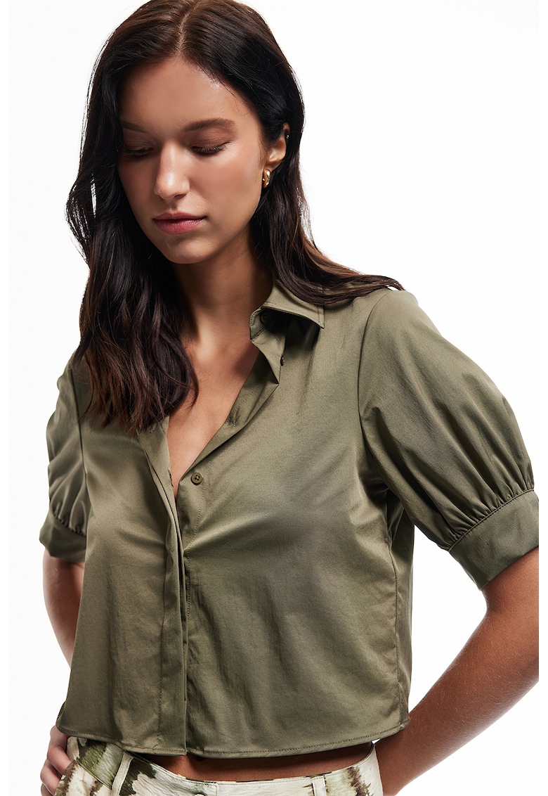 Camasa crop cu maneci bufante