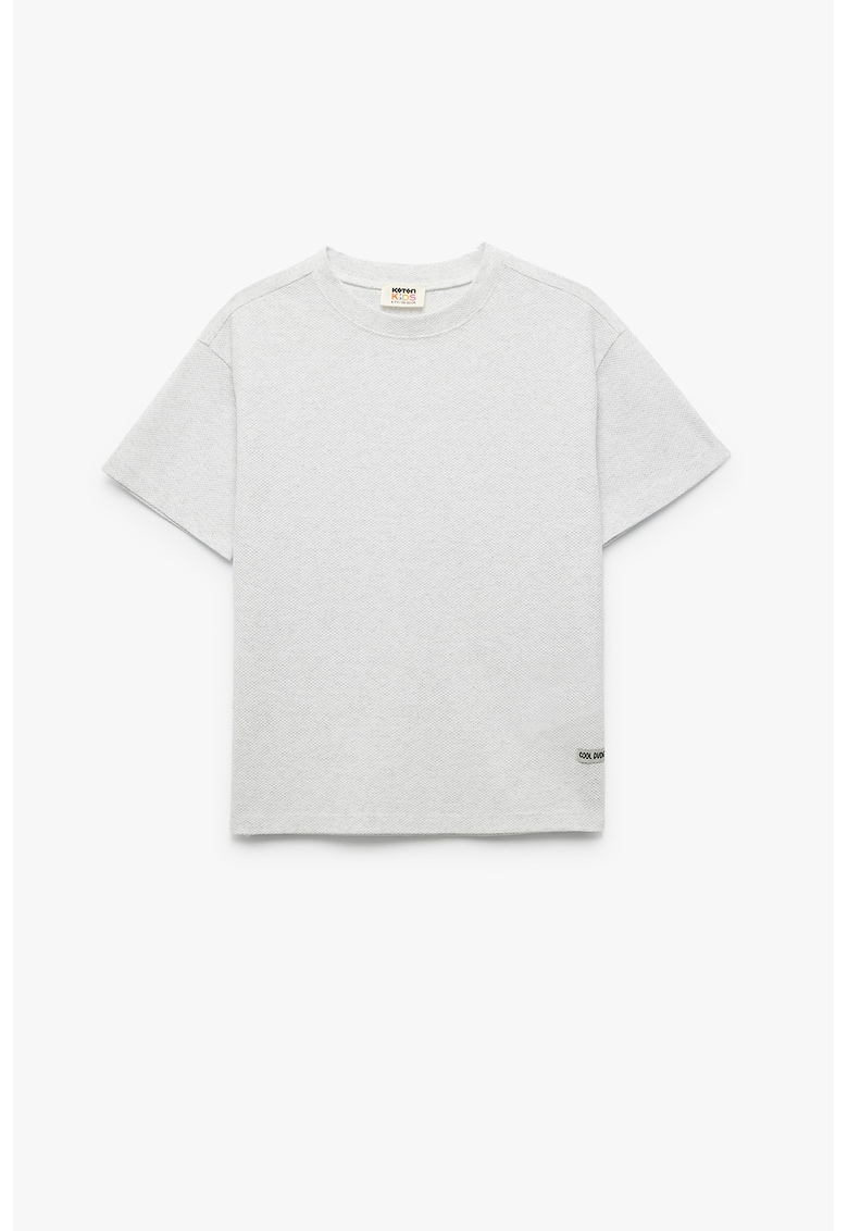 Tricou cu decolteu la baza gatului si aspect texturat