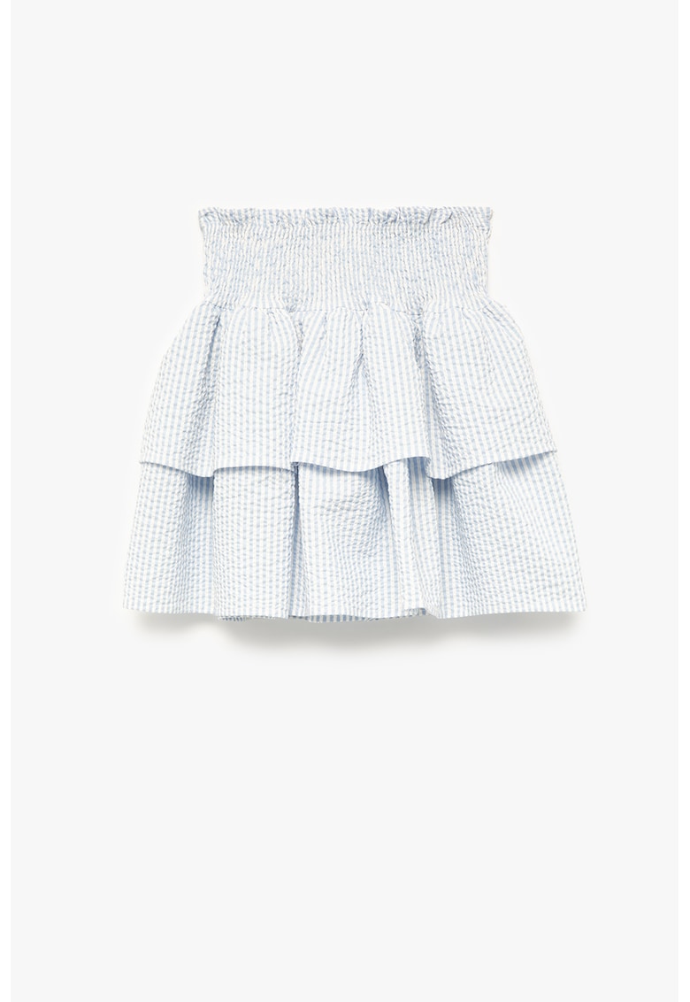 Fusta stratificata cu pliuri - Alb/Albastru azur