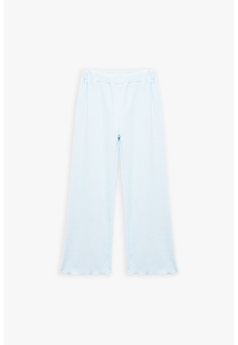 Pantaloni relaxed fit cu terminatii valurite - Albastru glaciar