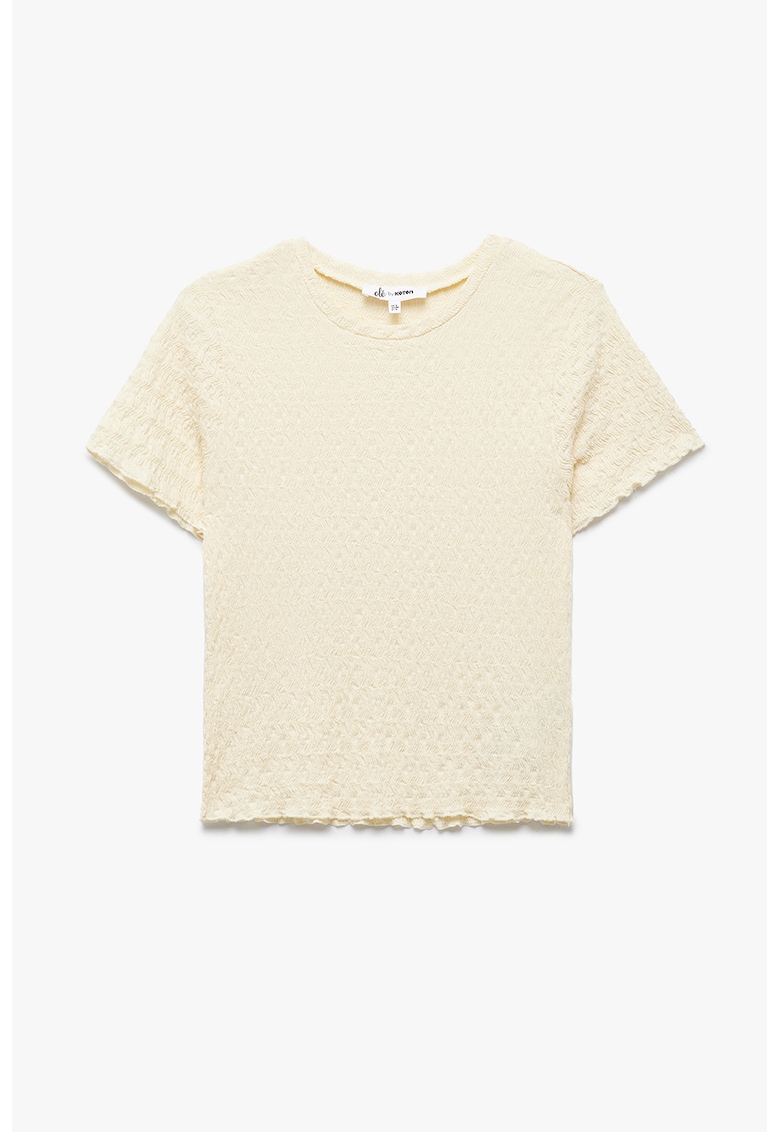 Tricou crop cu model texturat