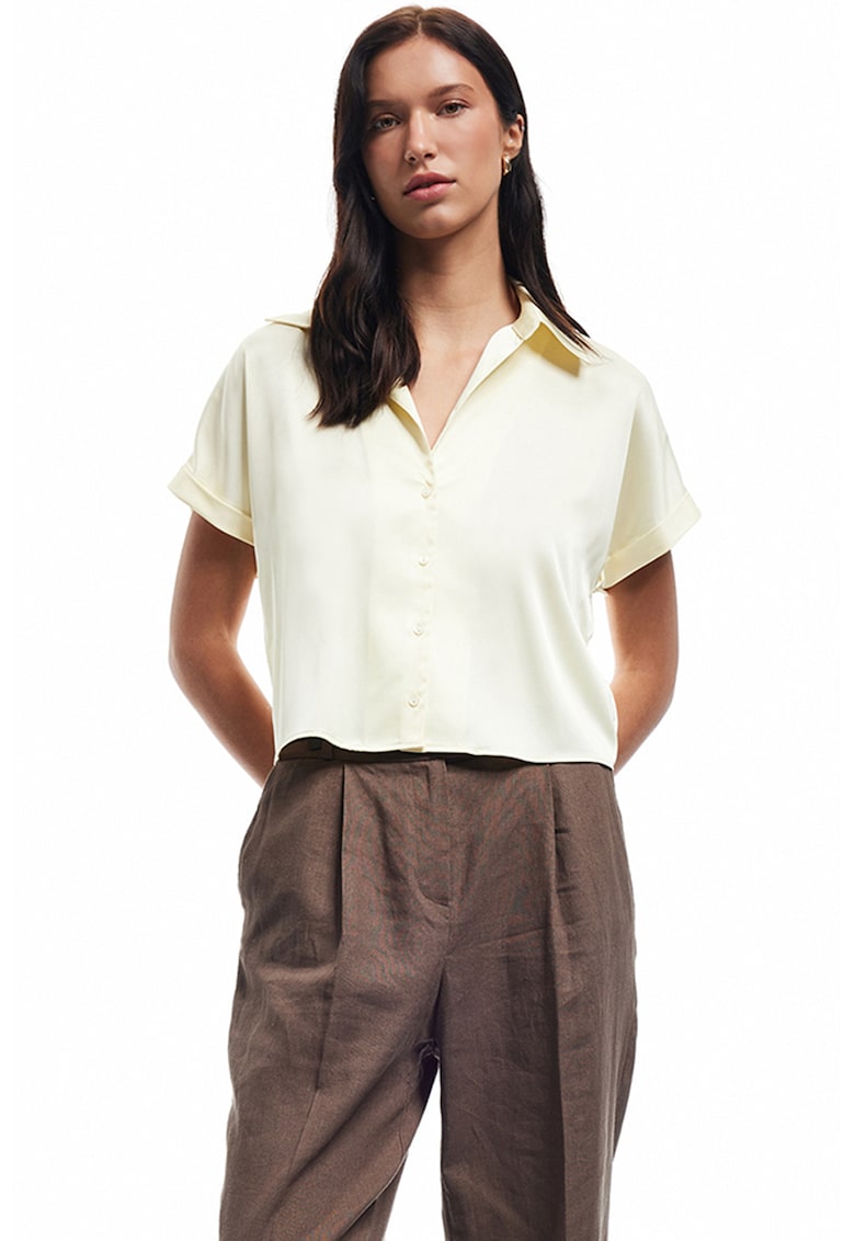 Camasa crop de satin