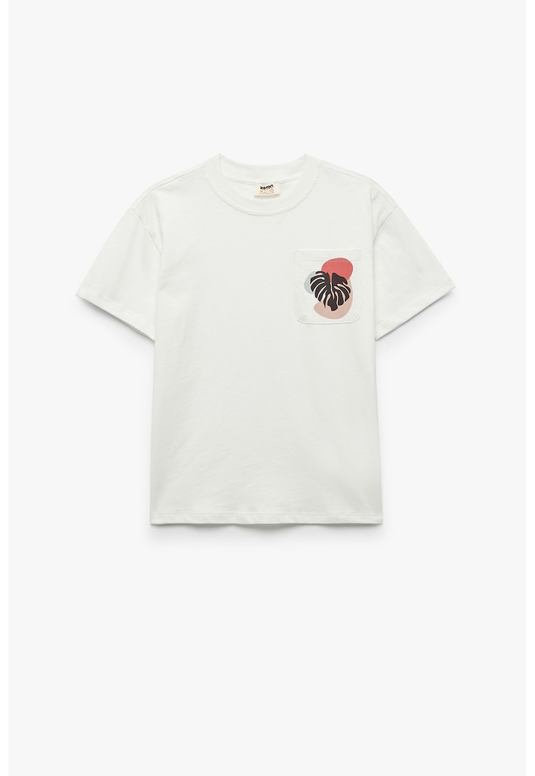 Tricou cu decolteu la baza gatului si buzunar pe piept