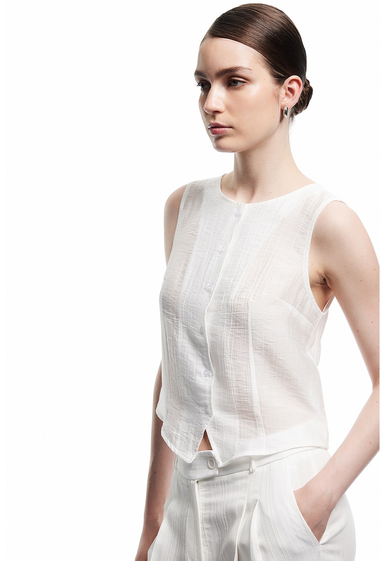 Bluza crop din amestec de lyocell