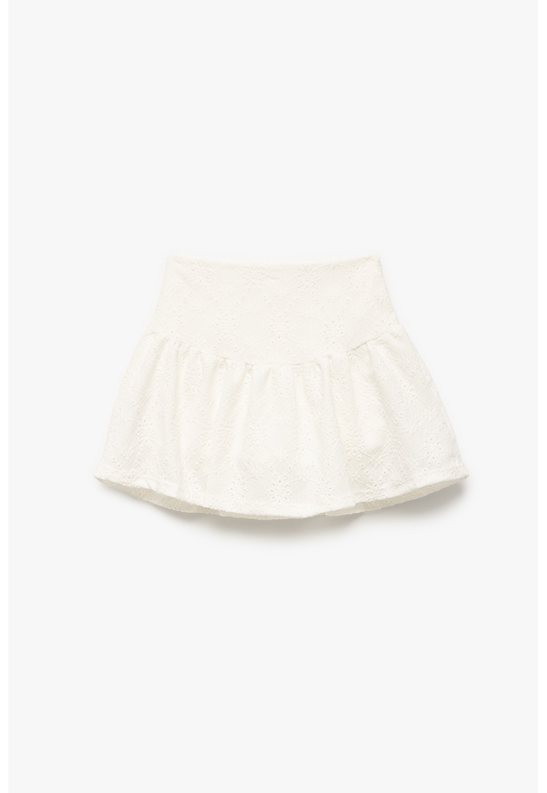 Fusta-pantalon cu broderie - Alb fildes