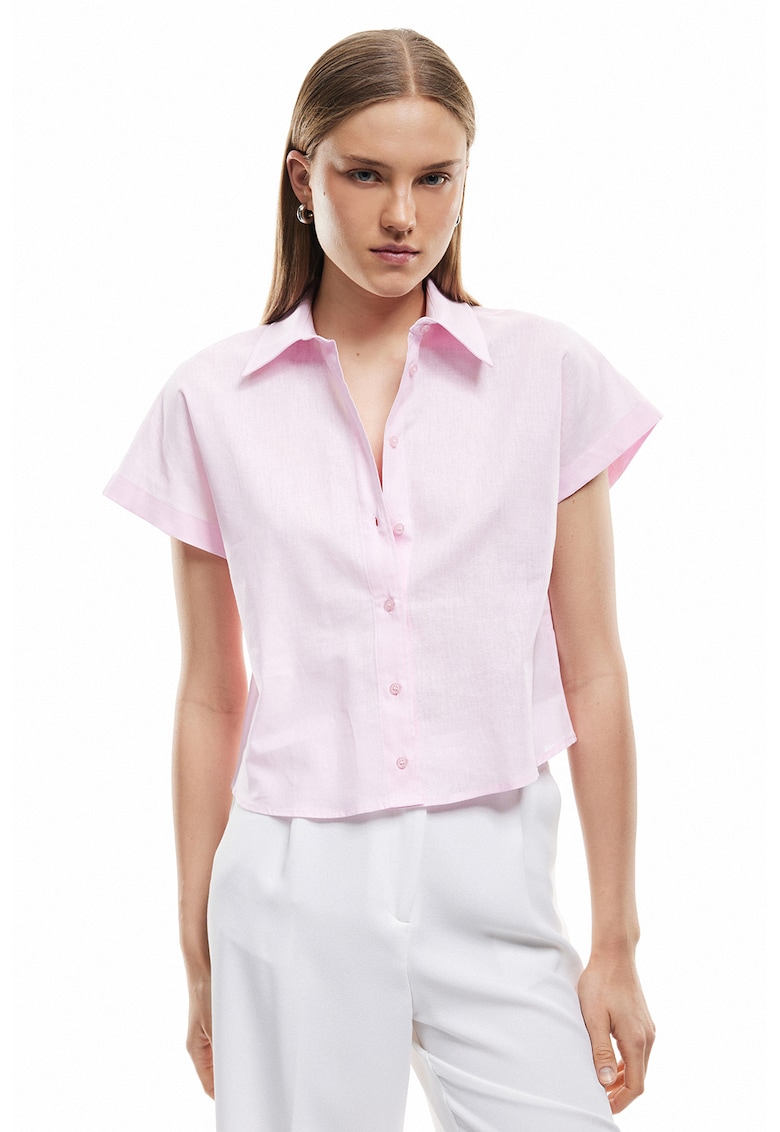 Camasa crop de bumbac si in