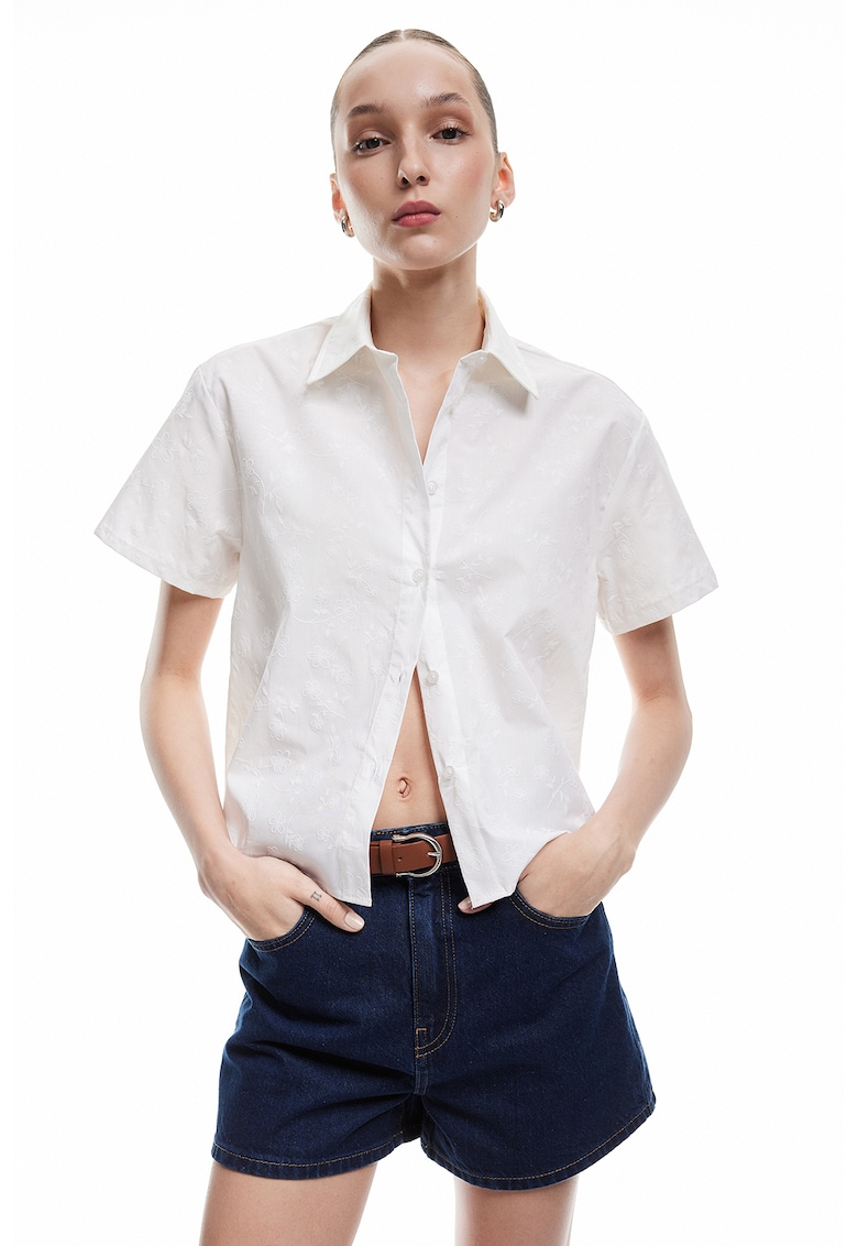 Camasa de bumbac cu maneci cazute Camasa de bumbac cu maneci cazute