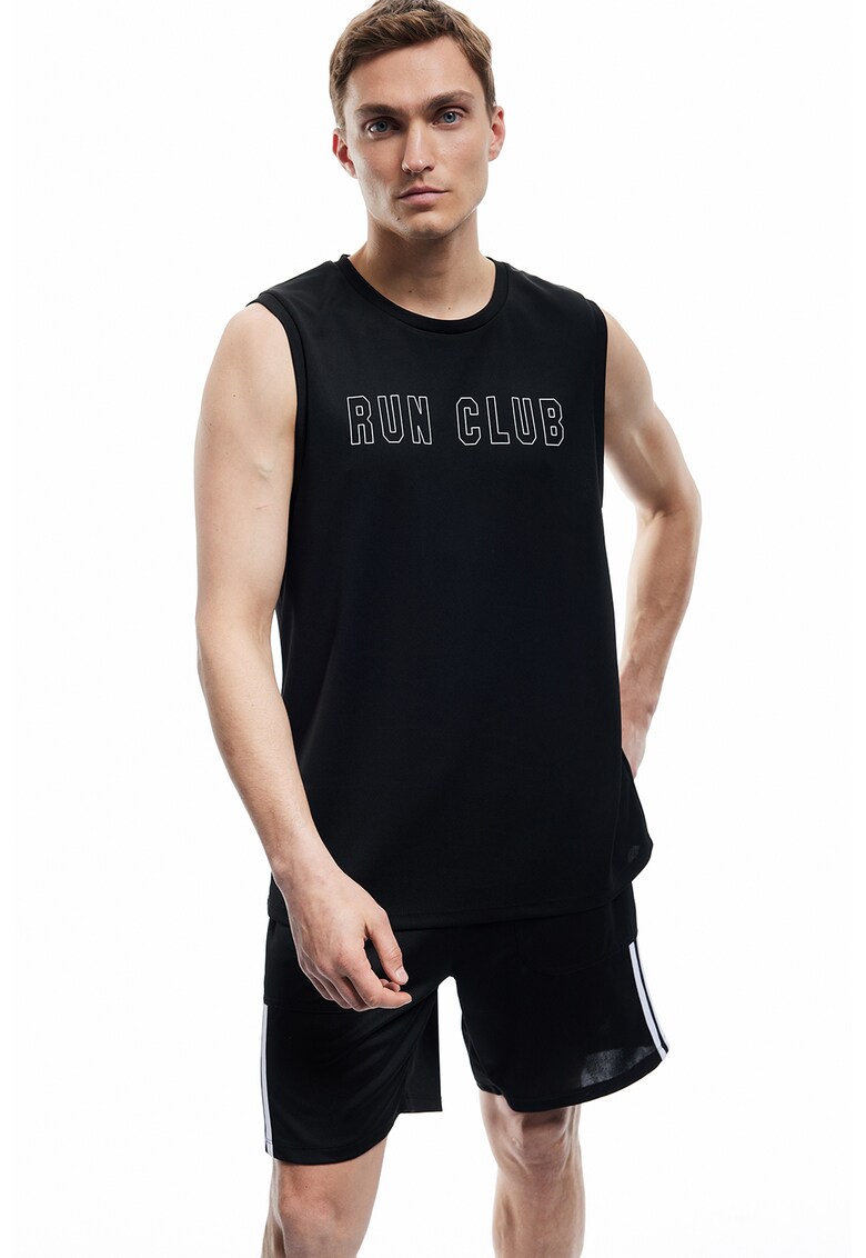 Top cu text - Negru/Gri